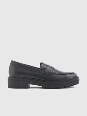NEW Quince Black Italian Leather Lug Sole Penny Loafers Women’s size 10.5